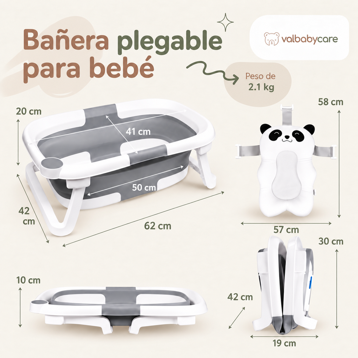 Bañera Plegable Bebé - Gris
